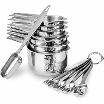 Stainless Steel Measuring Cups and Spoons Set, 13 pc