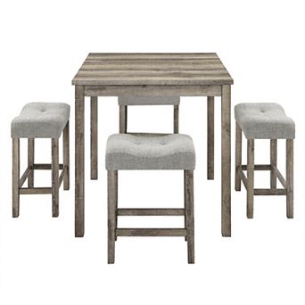 5 pc Dining Table Set, Industrial Bar Table with 4 Stools for Living Room, Dining Room