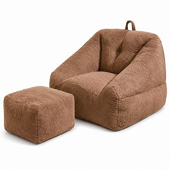 Storycute Tufted Teddy Fabric Bean Bag Sofa Chair with Memory Foam, No Assembly