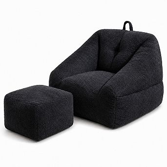 Storycute Tufted Teddy Fabric Bean Bag Sofa Chair with Memory Foam, No Assembly