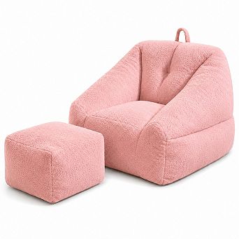 Storycute Tufted Teddy Fabric Bean Bag Sofa Chair with Memory Foam, No Assembly