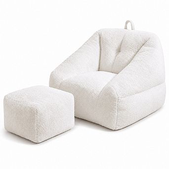 Storycute Tufted Teddy Fabric Bean Bag Sofa Chair with Memory Foam, No Assembly