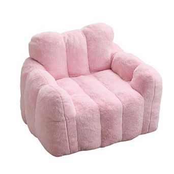 Storycute Faux Fur Adult Bean Bag Sofa Chair with Armrests, Memory Foam and Pull Ring
