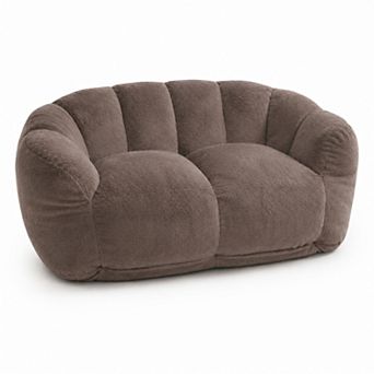 Storycute Two-Seater Faux Fur Bean Bag Loveseat Sofa with High-Density Foam for Adults