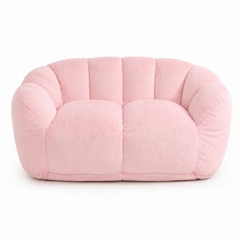 Storycute Two-Seater Faux Fur Bean Bag Loveseat Sofa with High-Density Foam for Adults