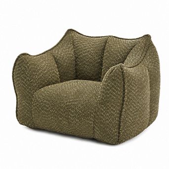 Storycute Square Chenille Bean Bag Sofa Chair with Armrests & High-Resilient Foam for Adults