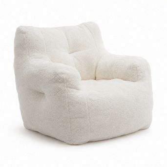 Storycute Teddy Fabric Tufted Bean Bag Chair with Ergonomic Backrest