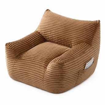 Storycute Oversized Fabric Bean Bag Chair with Armrests, Ottoman & Shredded Foam for Adults
