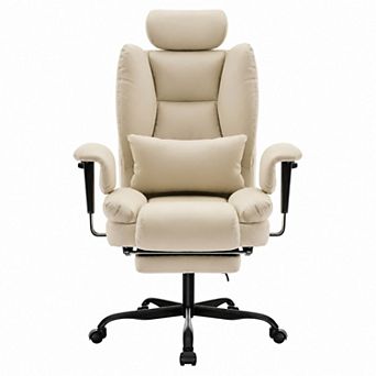 Storycute Ergonomic PU Leather Office Chair with Lumbar Support Headrest and Footrest