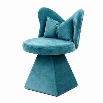 Storycute Butterfly Back 360 Swivel Vanity Accent Chair with Triangular Base
