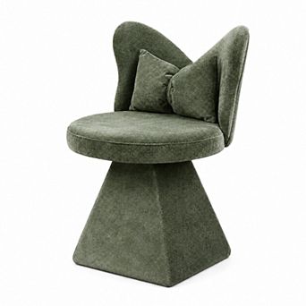 Storycute Butterfly Back 360 Swivel Vanity Accent Chair with Triangular Base