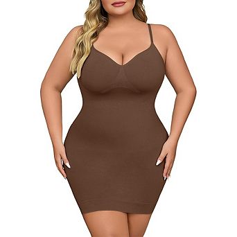 Shapewear Slip Dress for Women Under Dress Seamless Tummy Control Slip Dress