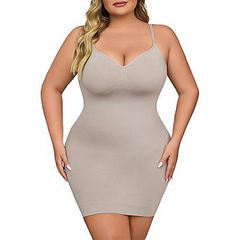 Shapewear Slip Dress for Women Under Dress Seamless Tummy Control Slip Dress