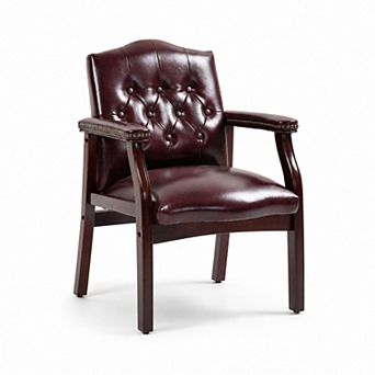 Storycute Leather Reception Guest Chair with Padded Seat Arms and Tufted Back