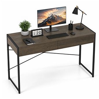 44" Computer Desk with 2 Drawers, Writing Desk Study Desk for Home Office