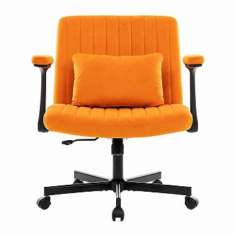 Storycute Modern Velvet Criss Cross Office Chair with Armrests, Adjustable Height and Wheels