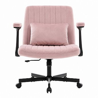 Storycute Modern Velvet Criss Cross Office Chair with Armrests, Adjustable Height and Wheels