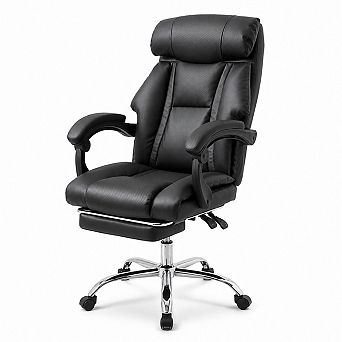 Storycute Reclining PU Leather Executive Office Chair with Footrest and Adjustable Height