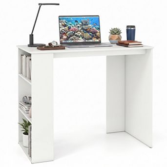 35.5" Modern Computer Desk with Bookshelf,Home Office Desk Study Desk Writing Desk for Small Space