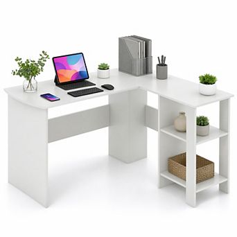 51" L Shape Desk with 2 Storage Shelves, Computer Desk Study Writing Desk for Home Office