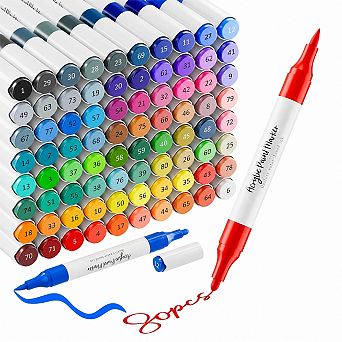 80 Colors Dual Tip Acrylic Paint Markers Brush Tip Permanent Pens for DIY Crafts