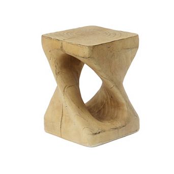Lycvki MGO 12 in Twist Shape Side Table End Table with Wood-like Texture for Patio Indoor