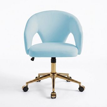 Eazegath Velvet Adjustable Home Office Chair, Swivel Vanity Chair with Golden Chrome Base