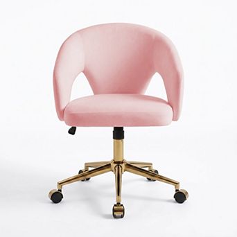 Eazegath Velvet Adjustable Home Office Chair, Swivel Vanity Chair with Golden Chrome Base