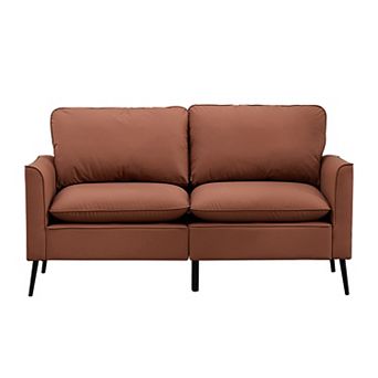 Faux Leather Loveseat, Nordic Retro 2-Seater Sofa for Living Room, Bedroom & Balcony