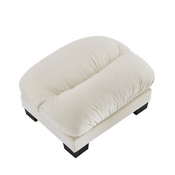 Chenille Ottoman, Upholstered Rectangle Stool for Living Room as Footrest or Extra Seat