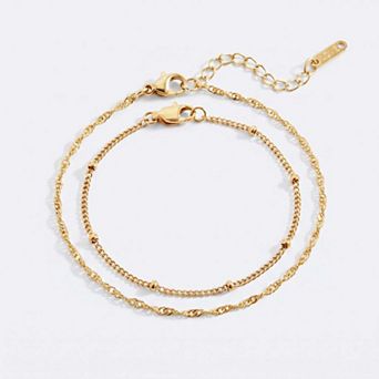 Singapore Twist and Satellite Chain Bracelet Bundle