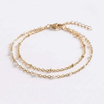 Dainty Double Chain Beaded Bracelet