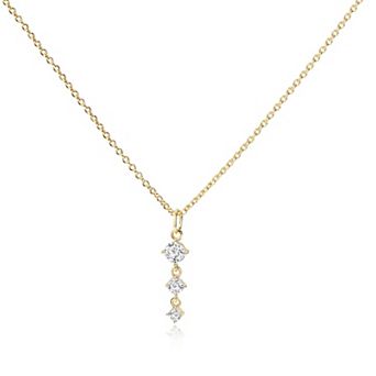 Three Stone Drop Pendant Necklace