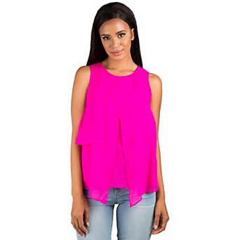 Women's Electric Flamingo Layer Panel Silky Tank Blouse