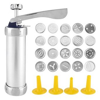 Stainless Steel Cookie Press Set with 20 Cookie Discs