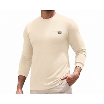 COOFANDY Mens Long Sleeve Crew Neck T Shirt Cotton Jersey Stretch Casual Tee with Pocket