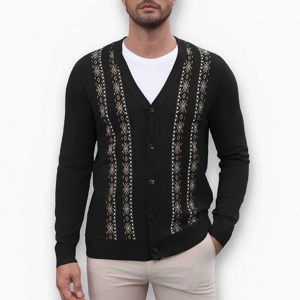 COOFANDY Mens Cardigan Sweater Vintage Striped V-Neck Long Sleeve ...
