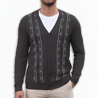 COOFANDY Mens Cardigan Sweater Vintage Striped V-Neck Long Sleeve Button Down Knitted Sweaters
