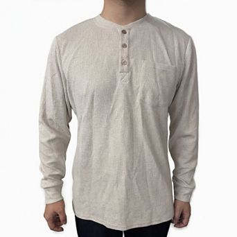 COOFANDY Men Waffle Knit Henley Shirt Long Sleeve Thermal Pullover T Shirt Pocket Lightweight Casual