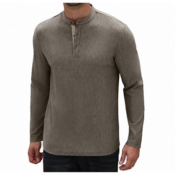COOFANDY Mens Long Sleeve Henley T Shirt Button Pullover Lightweight Stretch Tee