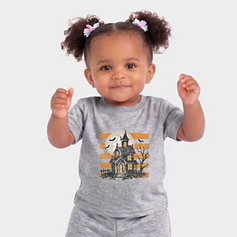 Haunted House Orange Stripes - Infant Jogger Pant Crew Set