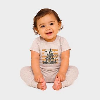 Haunted House Orange Stripes - Infant Jogger Pant Crew Set