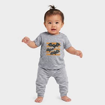 Bats Orange Stripes - Infant Jogger Pant Crew Set