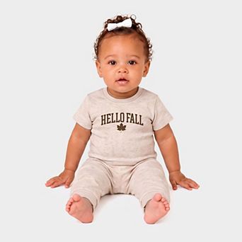 Hello Fall Leaf - Infant Jogger Pant Crew Set