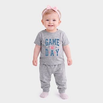 Game Day Blue Distressed - Infant Jogger Pant Crew Set