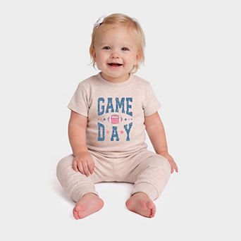 Game Day Blue Distressed - Infant Jogger Pant Crew Set