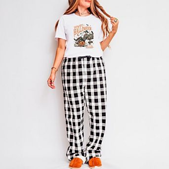 Howdy Halloween Skeleton - Women's Plaid Pants and Tee Set