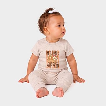 Hey There Pumpkin Stripes - Infant Jogger Pant Crew Set