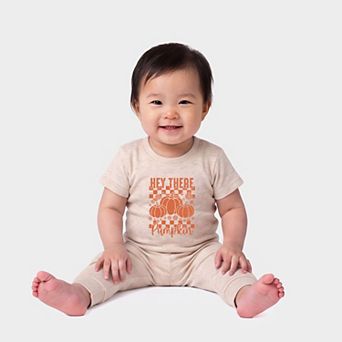 Hey There Pumpkin Checkered - Infant Jogger Pant Crew Set