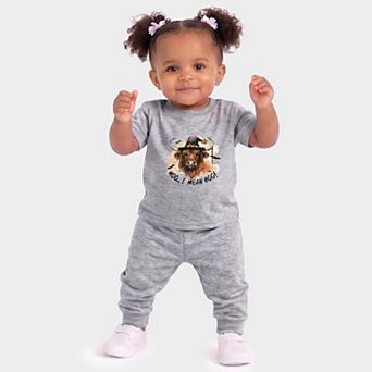 I Mean Boo Longhorn Cow - Infant Jogger Pant Crew Set
